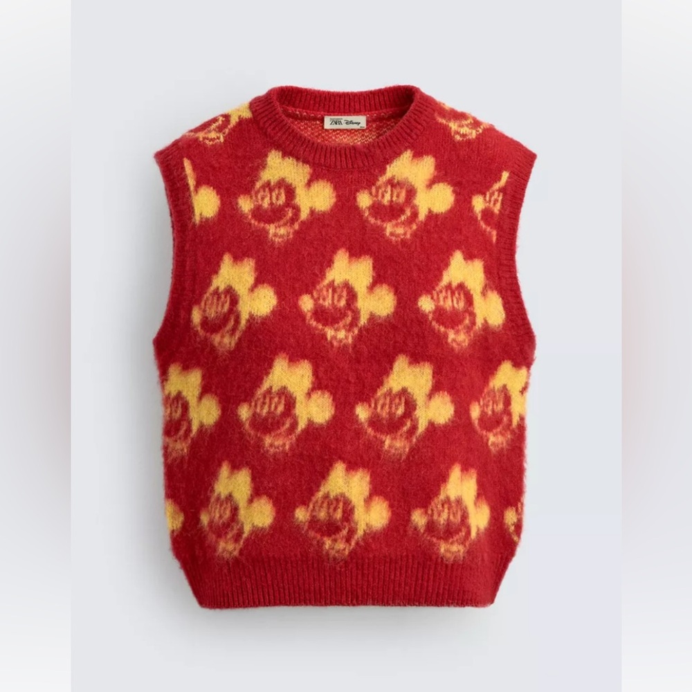 New! SOLDOUT ZARA X DISNEY MICKEY BRUSHED KNIT VEST HARRY LAMBERT